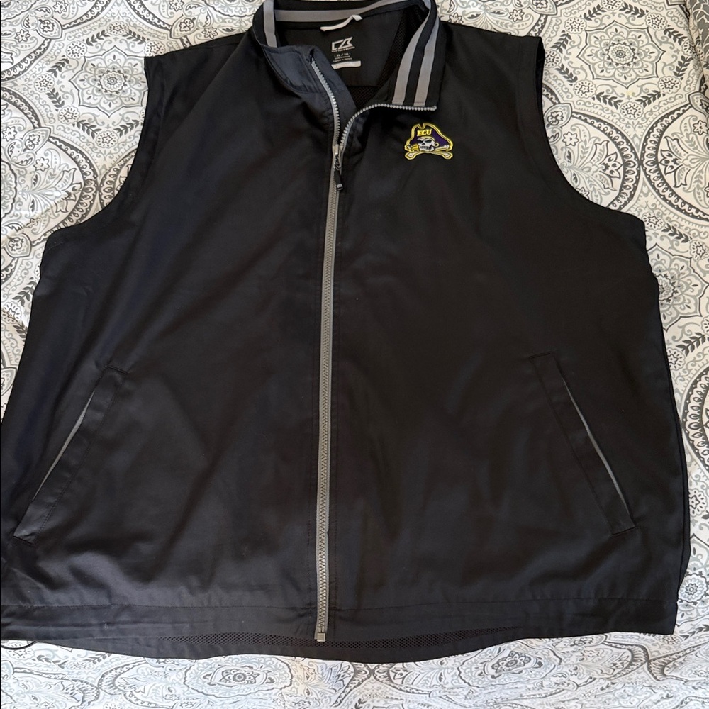 East Carolina University Mens Cutter & Buck zip up vest.